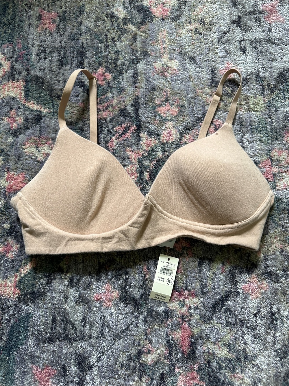 aerie Super Chill Beige Light Nude Wireless T-Shirt Bra 34B NWT Casual Comfy